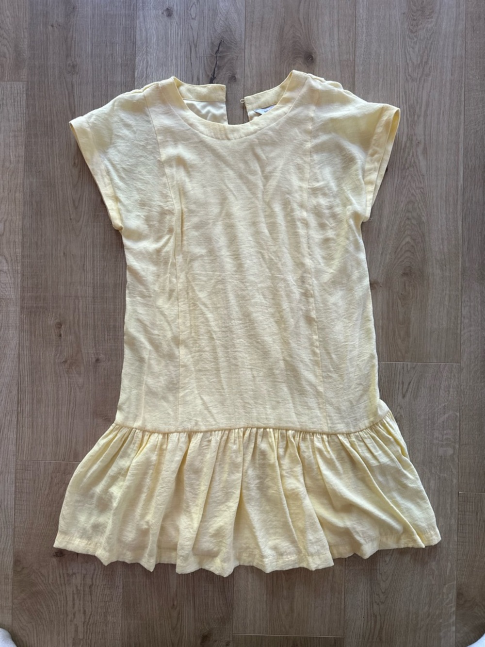 Sunshine Yellow Ruffle Hem Short Sleeve Dress